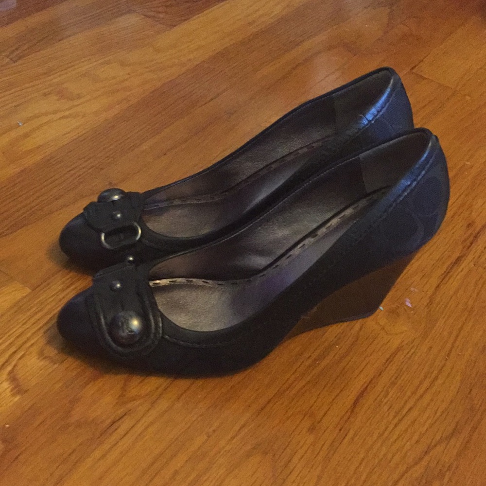 Coach black wedges! Barely worn!!